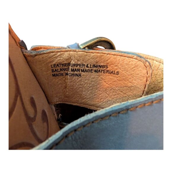 Born | Salina Sandals | Women's 10 | Blue Leather Slip-On Block Heel Adjustable - Picture 9 of 9